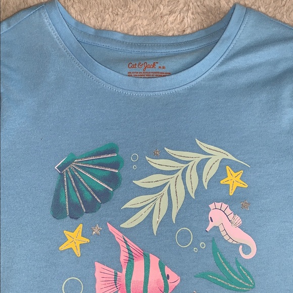 Cat & Jack Sea Life Blue T-shirt EUC Medium 8 - Picture 5 of 8